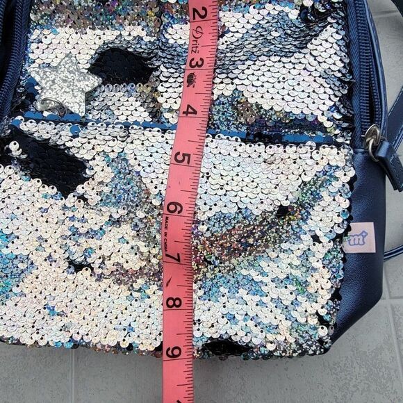 More Than Magic Girls Blue Sequined Zipper Backpack Bag One Size - Picture 8 of 9